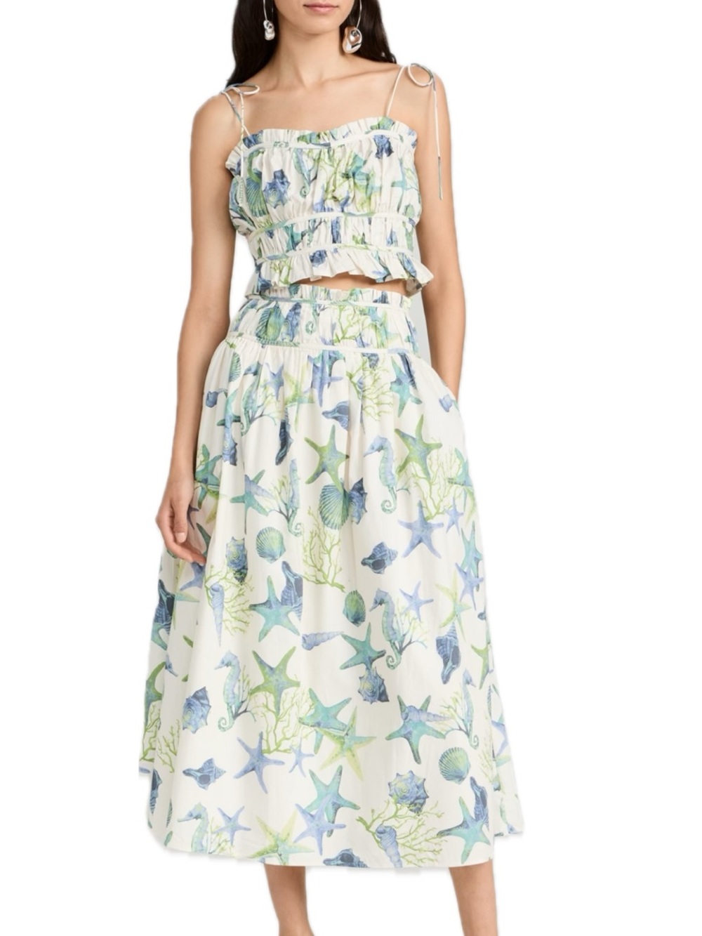 En Saison Kera Top And Midi Skirt Set in Shell Print, S